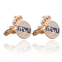 Cufflinks Zinc Alloy Flat Round gold color plated for man & enamel nickel lead & cadmium free Sold By Pair