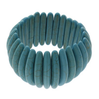 Turquoise sintéiseach Bracelet, gorm, 7x39x11mm, Fad Thart 7.5 Inse, 10Snáitheanna/Mála, Díolta De réir Mála