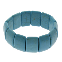 Turquoise sintéiseach Bracelet, Dronuilleog, gorm, 15x25x7.50mm, Fad Thart 7.5 Inse, 10Snáitheanna/Mála, Díolta De réir Mála