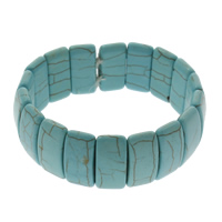 turquoise synthétique bracelet, rectangle, bleu, 10x22x6mm, Longueur Environ 7.5 pouce, 10Strandstoron/sac, Vendu par sac