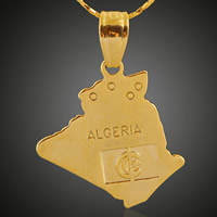 Colgantes de la joyería de cobre amarillo, metal, Mapa, chapado en oro de 18 K, con el patrón de la letra, libre de plomo & cadmio, 22x32mm, agujero:aproximado 3-5mm, 6PCs/Bolsa, Vendido por Bolsa