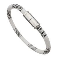 Unisex Bracelet, cuir PU, Acier inoxydable 316L fermoir magnétique, unisexe, 20x8mm, 5mm, Vendu par Environ 8 pouce brin