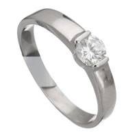 Cubic Zirconia rustfrit stål fingre Ringe, Stainless Steel, for kvinde & med cubic zirconia & facetteret, oprindelige farve, 5mm, Størrelse:8, Solgt af PC