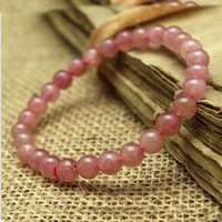 Strawberry cuarzo Pulsera, sintético, para mujer, 6mm, Vendido para aproximado 6.3 Inch Sarta