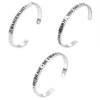 Zinc Alloy Manchet Bangle, platinum plated, verschillende ontwerpen voor de keuze & met brief patroon & voor vrouw & glazuur, nikkel, lood en cadmium vrij, Binnendiameter:Ca 57mm, Lengte Ca 7.08 inch, 3pC's/Lot, Verkocht door Lot