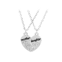 Zinc Alloy Puzzel ketting, met 1.9lnch extender keten, Hart, silver plated, Mother Day Jewelry & ovale keten & met brief patroon & voor vrouw & glazuur, nikkel, lood en cadmium vrij, 24x24mm, Lengte Ca 19.6 inch, 2strengen/Stel, Verkocht door Stel