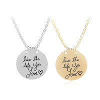 Zinc Alloy Jewelry Necklace with 1.9lnch extender chain Flat Round plated box chain & with letter pattern & for woman & enamel nickel lead & cadmium free Sold Per Approx 19.6 Inch Strand