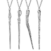 Collier de bijoux en alliage de zinc, Baguette Magique, Placage de couleur argentée, chaîne Rolo & styles différents pour le choix & pour femme, protéger l'environnement, sans nickel, plomb et cadmium, 115mm, Vendu par Environ 19.6 pouce brin