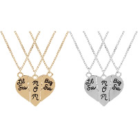 alliage de zinc Collier puzzle, avec 1.9lnch chaînes de rallonge, coeur, Placage, Bijoux Fête des Mères & chaîne de boîte & avec le motif de lettre & pour femme & émail, plus de couleurs à choisir, protéger l'environnement, sans nickel, plomb et cadmium, 32x31mm, Longueur Environ 19.6 pouce, 3Strandstoron/fixé, Vendu par fixé