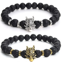 Lava Armband, met Zinc Alloy, Draak, plated, natuurlijke, meer kleuren voor de keuze, 8mm, 8x12mm, Per verkocht Ca 7 inch Strand