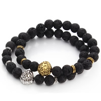 Lava Armbånd, med Zinc Alloy, Lion, forgyldt, naturlige, flere farver til valg, 8mm, Solgt Per Ca. 7 inch Strand