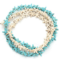 Turquoise sintéiseach Bead, Starfish, dathanna níos mó le haghaidh rogha, 13x13x5mm, Poll:Thart 1.5mm, Thart 28ríomhairí pearsanta/Snáithe, Díolta Per Thart 15.5 Inse Snáithe