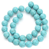 turquoise synthétique goutte, Rond, normes différentes pour le choix, bleu, Trou:Environ 1.5mm, Longueur Environ 15.5 pouce, Vendu par sac