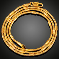 Colar de corrente bronze, cobre, banhado a ouro 18k, unissex & Cadeia de cobra, Chumbo e cádmio livre, 2mm, vendido para Aprox 19.5 inchaltura Strand