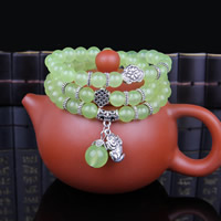 Gemstone Bracelets Natural Dyed Prehnite Bracelet with Zinc Alloy for woman &  Mythical Wild Animal 8mm Sold per Approx 19.3 Inch  Strand