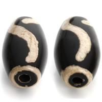 Naturlige tibetanske Agate Dzi Beads, Tibetansk agat, Drum, 21-28mm, Hole:Ca. 3mm, 2pc'er/Bag, Solgt af Bag