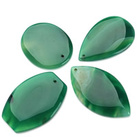 Pingentes de  laço de ágata, Disposições de ágata, verde, 35-60mm, Buraco:Aprox 1.5mm, 2PCs/Bag, vendido por Bag