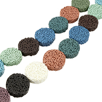 Lava Beads Flat Round multi-colored Approx 1mm Length Approx 14.5 Inch Approx Sold By Lot