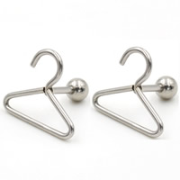 Rozsdamentes acél Ear Piercing ékszerek, Stainless Steel, Vállfa, az eredeti szín, 15x1mm, 50PC-k/Lot, Által értékesített Lot