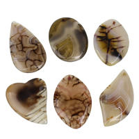 Mješoviti Agate Privjesak, kava u boji, 34x54x6mm-41x54x5mm, Rupa:Približno 1mm, 5računala/Torba, Prodano By Torba