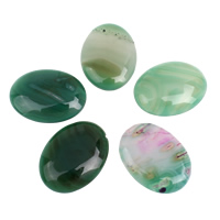 spets agat Cabochon, Flat Oval, platt baksida, grön, 30x40x6mm-30x40x7mm, 5PC/Bag, Säljs av Bag