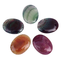 Crackle Agate Cabochon, Επίπεδη οβάλ, επίπεδη πλάτη, μικτά χρώματα, 30x40x6mm-30x40x7mm, 5PCs/τσάντα, Sold Με τσάντα