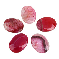 agate mixte cabochon, ovale plat, dos plat, rouge violet brillant, 30x40x6mm-30x40x7mm, 5PC/sac, Vendu par sac