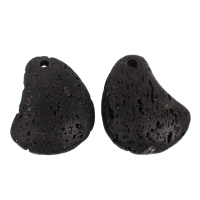 Lava Anhänger, natürlich, schwarz, 40x54x10mm-43x55x10mm, Bohrung:ca. 2-3mm, 5PCs/Tasche, verkauft von Tasche