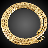 Collar de cadena de latón, metal, chapado en oro de 18 K, cadenilla & para hombre, libre de plomo & cadmio, 9mm, Vendido para aproximado 23.5 Inch Sarta