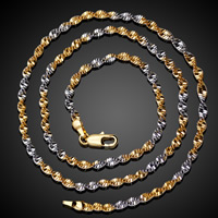 Messing Chain halskæde, forgyldt, Unisex & to tone, bly & cadmium fri, 2mm, Solgt Per Ca. 23.5 inch Strand