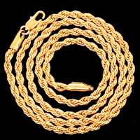 Brass Chain Ogrlica, Mesing, 18K pozlatom, konop lanac & za žene, dovesti i kadmija besplatno, 4mm, Prodano Per Približno 23.5 inčni Strand