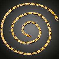 Collier chaîne en laiton, Plaqué d'or 18K, unisexe & Coupe de fleurs, sans plomb et cadmium, 4mm, Vendu par Environ 23.5 pouce brin