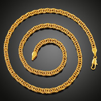 Brass lánc nyaklánc, Sárgaréz, 18K aranyozott, egynemű & búza lánc, ólom és kadmium mentes, 4mm, Naponta eladott Kb 19.5 inch Strand