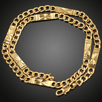 Messing Chain halskæde, 18K forgyldt, Unisex & blomst cut, bly & cadmium fri, 6mm, Solgt Per Ca. 23.5 inch Strand