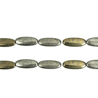 Golden Pyrit Korálek, Flat Oval, přírodní, 25x10x5.50mm, Otvor:Cca 1mm, Délka Cca 16 inch, 3přediva/Lot, Cca 16PC/Strand, Prodáno By Lot