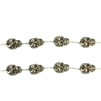 Golden Pyrit Bead, Skull, naturlig, 19x13m, Hål:Ca 1.5mm, Längd Ca 15.5 inch, 3Strands/Lot, Ca 13PC/Strand, Säljs av Lot