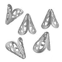 Rozsdamentes acél gyöngy Cap, Stainless Steel, üreges, az eredeti szín, 10x12x8mm, Lyuk:Kb 1.5mm, 1000PC-k/Lot, Által értékesített Lot