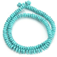 Syntetický Turquoise Korálek, Flat Round, modrý, 3x6mm, Otvor:Cca 1.5mm, Cca 130PC/Strand, Prodáno za Cca 15.5 inch Strand