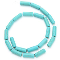 Syntetický Turquoise Korálek, Sloupec, modrý, 6x18mm, Otvor:Cca 1.5mm, Cca 20PC/Strand, Prodáno za Cca 15.5 inch Strand