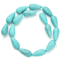 Turquoise sintéiseach Bead, Teardrop, gorm, 12x25mm, Poll:Thart 1.5mm, Thart 16ríomhairí pearsanta/Snáithe, Díolta Per Thart 15.5 Inse Snáithe