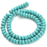 Turquoise sintéiseach Bead, Rondelle, gorm, 5x8mm, Poll:Thart 1.5mm, Thart 78ríomhairí pearsanta/Snáithe, Díolta Per Thart 15.5 Inse Snáithe