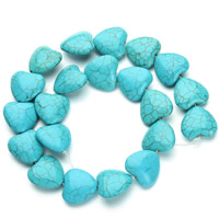 Syntetický Turquoise Korálek, Srdce, modrý, 19x20x8mm, Otvor:Cca 1.5mm, Cca 20PC/Strand, Prodáno za Cca 15.5 inch Strand