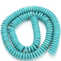 Syntetický Turquoise Korálek, Flat Round, modrý, 10x3mm, Otvor:Cca 1.5mm, Cca 130PC/Strand, Prodáno za Cca 15.5 inch Strand