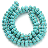 Syntetický Turquoise Korálek, Dýně, modrý, 14x7.5mm, Otvor:Cca 1.5mm, Cca 50PC/Strand, Prodáno za Cca 15.5 inch Strand