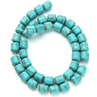 Syntetický Turquoise Korálek, Sloupec, modrý, 8.5x9.5mm, Otvor:Cca 1.5mm, Cca 40PC/Strand, Prodáno za Cca 15.5 inch Strand