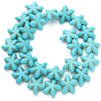 Turquoise sintéiseach Bead, Starfish, gorm, 20mm, Poll:Thart 1.5mm, Thart 20ríomhairí pearsanta/Snáithe, Díolta Per Thart 15.5 Inse Snáithe