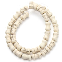 Syntetisk Turkis Bead, Bone, hvid, 8x14mm, Hole:Ca. 1.5mm, Ca. 26pc'er/Strand, Solgt Per Ca. 15.5 inch Strand