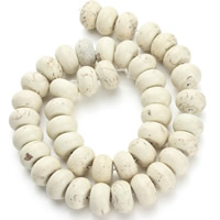 Syntetisk Turkis Bead, Drum, hvid, 14x8.5mm, Hole:Ca. 1.5mm, Ca. 46pc'er/Strand, Solgt Per Ca. 15.5 inch Strand