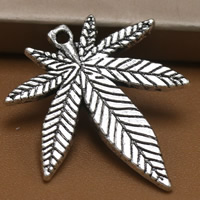 Cink Alloy Leaf Privjesci, Javorov list, starinski srebrne boje pozlaćen, dovesti i kadmija besplatno, 26x22mm, Rupa:Približno 1.5mm, 100računala/Torba, Prodano By Torba