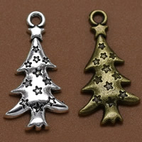 Zinklegering Kerst Hangers, Zinc Alloy, Kerstboom, plated, Kerst sieraden, meer kleuren voor de keuze, lood en cadmium vrij, 27x14mm, Gat:Ca 1.5mm, 100pC's/Bag, Verkocht door Bag